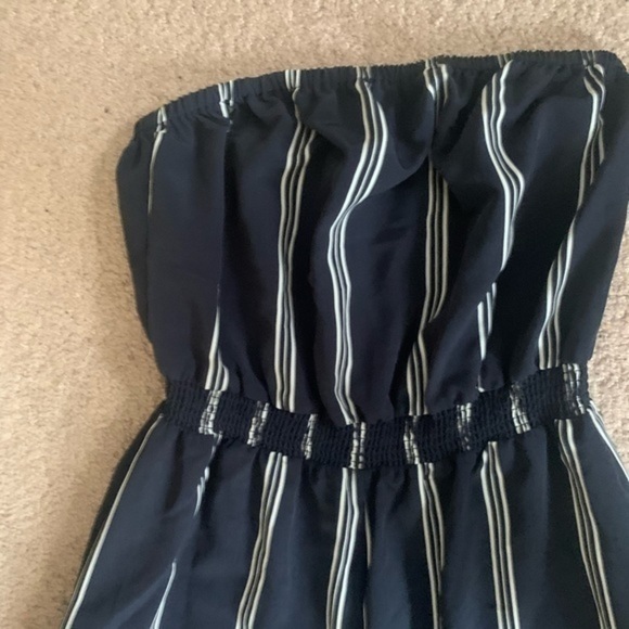 Libby Edelman Blue Wide leg cropped Striped Jumpsuit Small - Picture 4 of 8